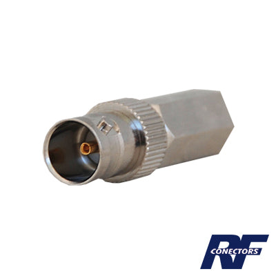 Conector BNC Hembra en 75 Ohm, Tipo Roscable para cable Coaxial RG-59/U, Níquel/ Plata/ Delrin. Conector BNC Hembra en 75 Ohm, Tipo Roscable para cable Coaxial RG-59/U, Níquel/ Plata/ Delrin.